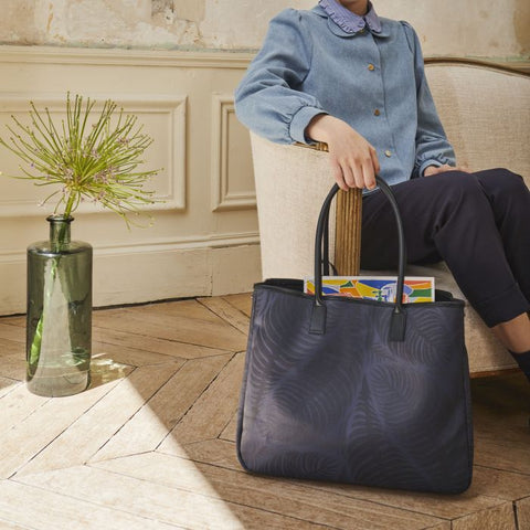 Le Jacquard Français, Palme Blue Shoulder Bag (vide)