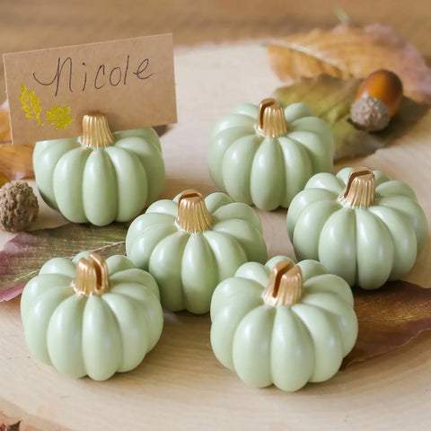 Pumpkin Place Card Holder - Sage - Set of 6