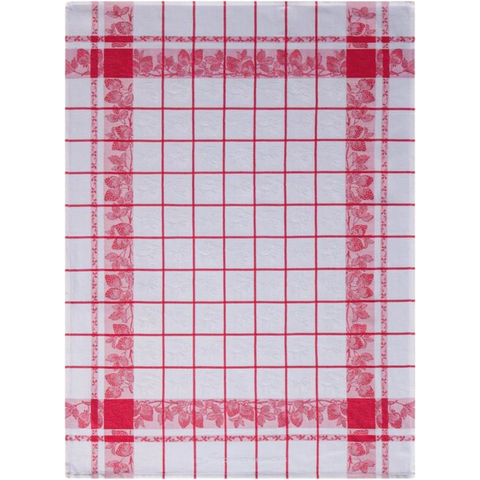 Le Jacquard Français, Fraises Red Tea Towel, 24x31, 100% Cotton