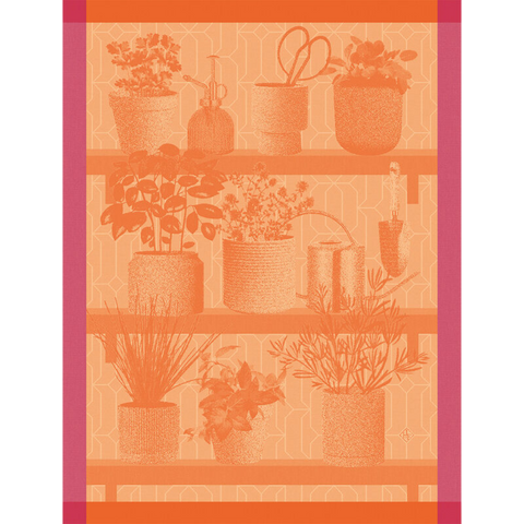 Le Jacquard Français, Herbes Fraîches Orange Tea Towel, 24x31, 100% Cotton