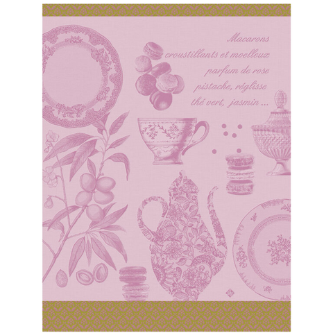 Le Jacquard Français, Macarons Rose Tea Towel, 24x31, 100% Cotton