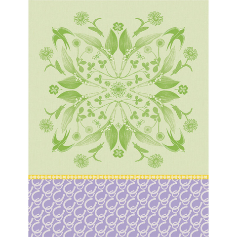 Le Jacquard Français, Porte Bonheur Green Tea Towel, 24x31, 100% Cotton
