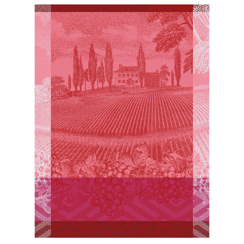 Le Jacquard Français, Vignoble Pink Tea Towel, 24x31, 100% Cotton