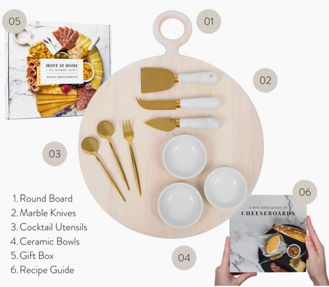 10 Piece Cheese and Charcuterie Board Set, White-Washed