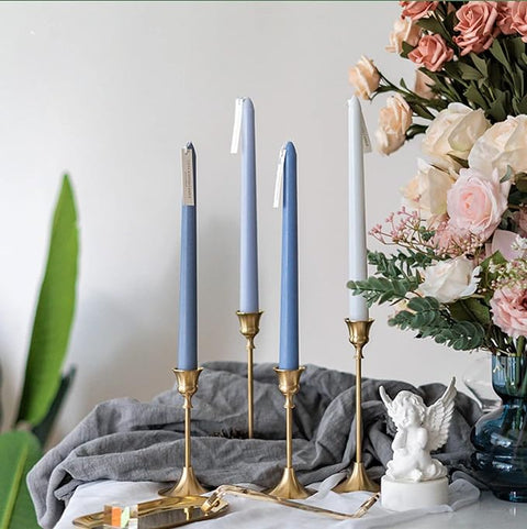 Taper Candles 10", Blue, Sea Salt Vanilla, Set of 4