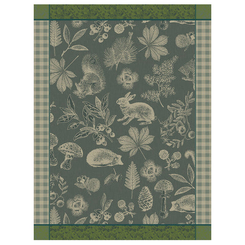 Le Jacquard Français, Dans Les Bois Tableau Green Tea Towel, 24x31, 100% Cotton