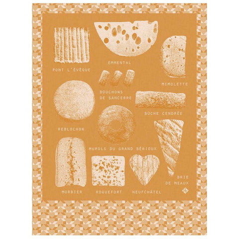 Le Jacquard Français, Fromages Orange Tea Towel, 24x31, 100% Cotton