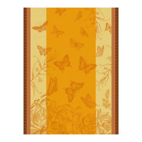 Le Jacquard Français, Jardin de Papillon Orange Tea Towel, 24x31, 100% Cotton