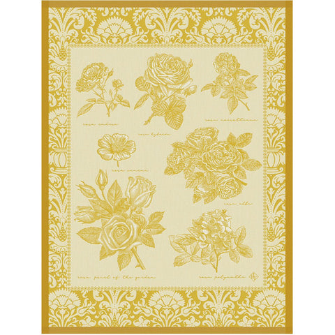 Le Jacquard Français, Jardin des Roses Yellow Tea Towel, 24x31, 100% Cotton