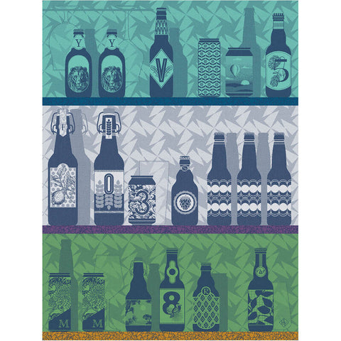 Le Jacquard Français, Néo Brasseurs Blue Tea Towel, 24x31, 100% Cotton