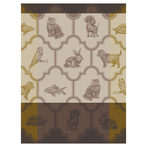 Le Jacquard Français, Nos Acolytes Brown Tea Towel, 24x31, 100% Cotton