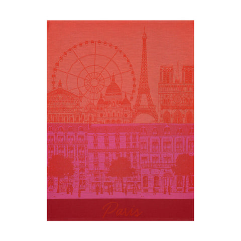 Le Jacquard Français Paris Panorama Red Kiss Tea Towel, 24x31, 100% Cotton