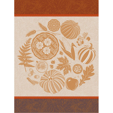 Le Jacquard Français, Thanksgiving Orange Tea Towel, 24x31, 100% Cotton