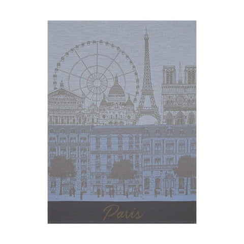 Le Jacquard Français, Paris Panorama Azure Tea Towel, 24x31, 100% Cotton