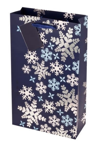 Blue Snowflake 2 Bottle Bag
