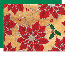 Poinsettias Gold Glitter 10 pack cards