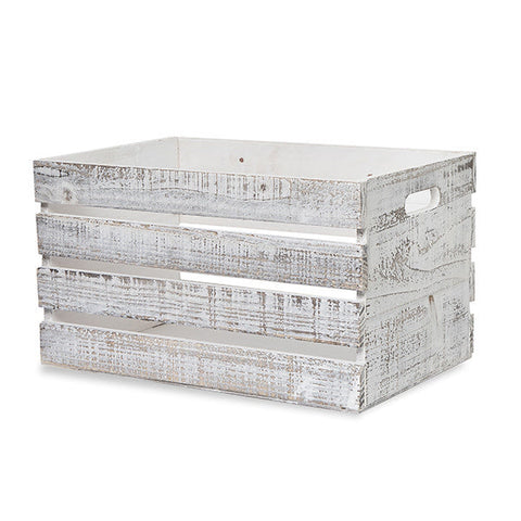 White Wooden Storage Crate with In-Handles