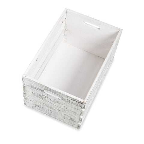 White Wooden Storage Crate with In-Handles