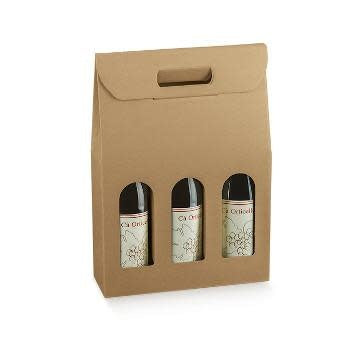 3 Bottle Carrier - Kraft Natural Smooth