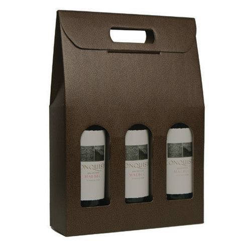 Pelle Marrone (Brown) 3 Bottle Carrier