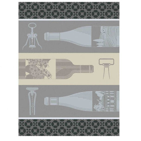 Le Jacquard Français, Vin En Bouteille White Towel, 24x31, 100% Cotton