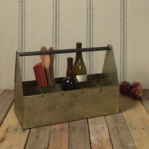 Fallbrook Galvanized 10 Bottle Caddy