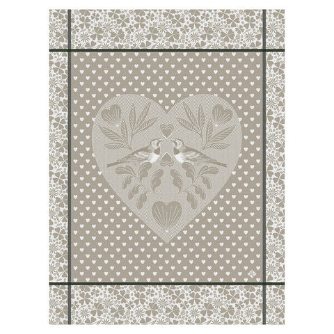 Le Jacquard Français, Amour Beige Tea Towel, 24x31, 100% Cotton