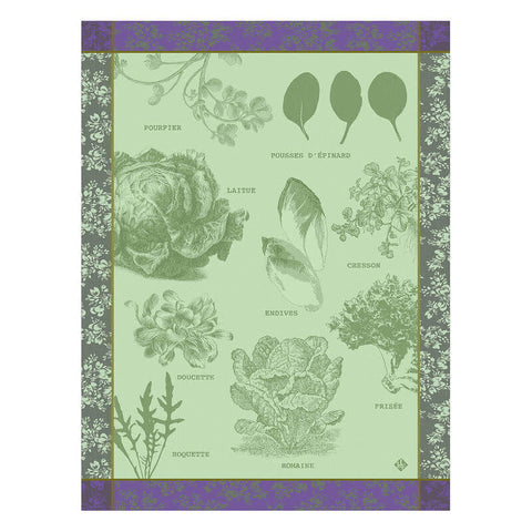 Le Jacquard Français, Salades Illustrees Green Tea Towel, 24x31, 100% Cotton