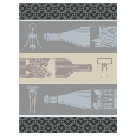 Le Jacquard Français, Vin En Bouteille White Tea Towel, 24x31, 100% Cotton