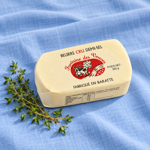 Fontaine des Veuves Beurre Cru Demi-Sel, Charente-Maritime, France - 8.8oz/Each
