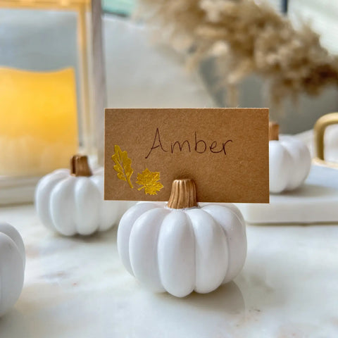 Pumpkin Place Card Holder - White - Set of 6