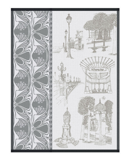 Le Jacquard Français, Carnet de Paris Bitume Tea Towel, 24x31, 100% Cotton