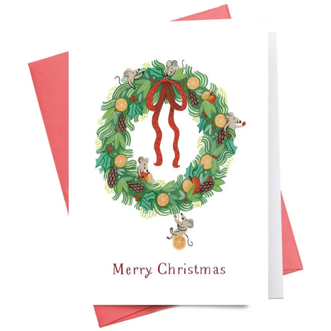 Christmas Wreath Holiday Greeting Card