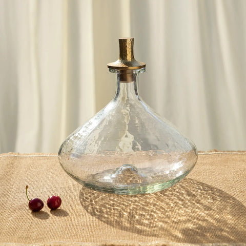 Pebbled Glass Decanter, Wide