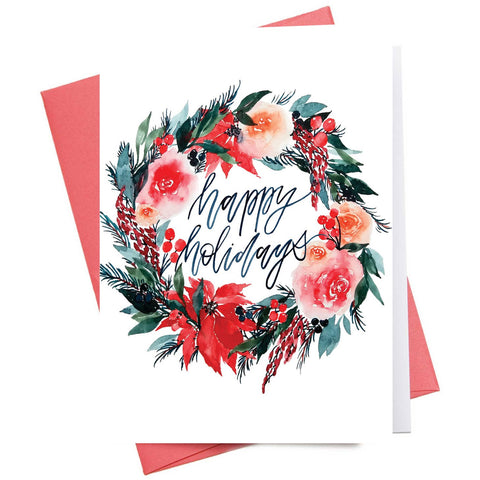 Happy Holidays Wreath, Greeting Card