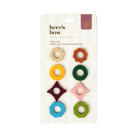 The Link Set of 8 Felt Drink Tags - Neutral