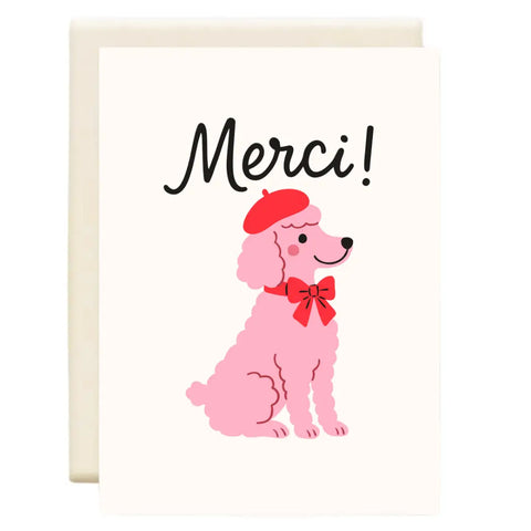 Merci Poodle Greeting Card