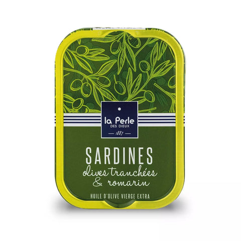 La Perle des Dieux "Olives Tranchées & Romarin" Sardines, Vendée, France