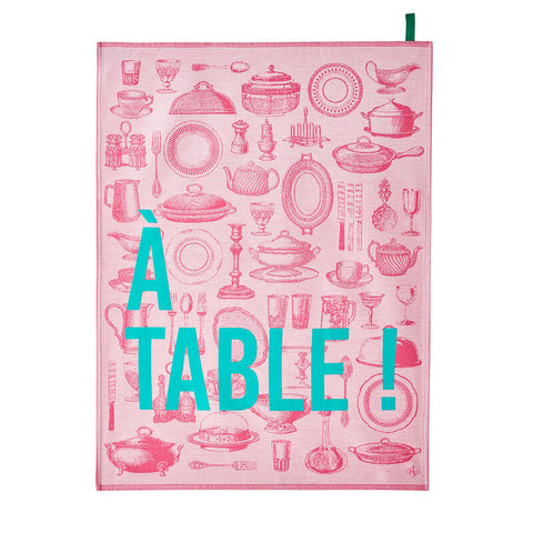 Le Jacquard Français, A Table Pink Tea Towel, 24x31, 100% Cotton