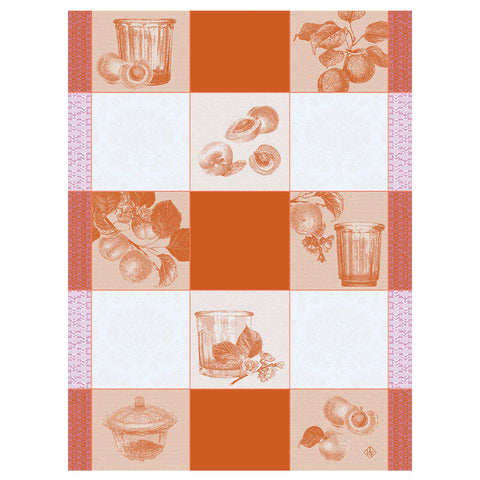 Le Jacquard Français, Confiture Carreaux Orange Tea Towel, 24x31, 100% Cotton