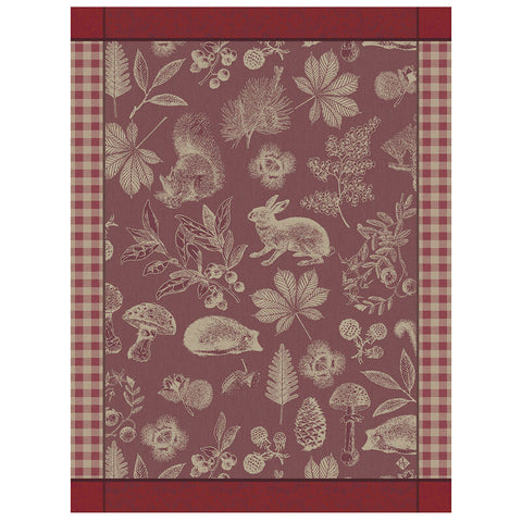 Le Jacquard Français, Dans Les Bois Tableau Red Tea Towel, 24x31, 100% Cotton