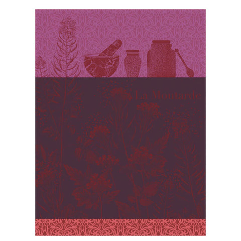 Le Jacquard Français, Moutarde En Fleur Purple Tea Towel, 24x31, 100% Cotton