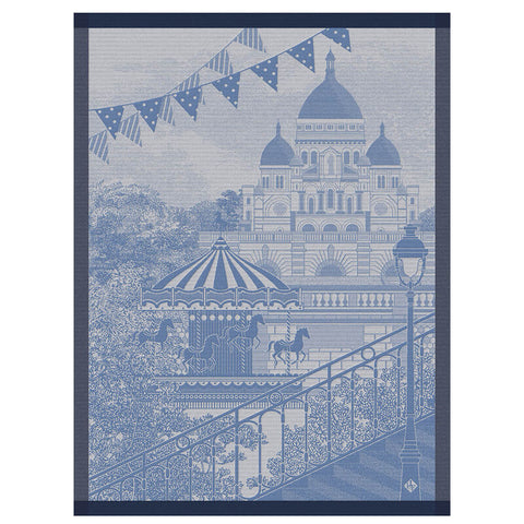 Le Jacquard Français, Promenade Parisienne Blue Tea Towel, 24x31, 100% Cotton