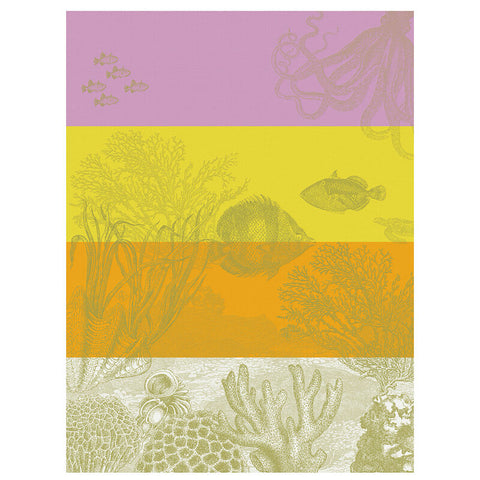 Le Jacquard Français, Sous L'Océan Yellow Tea Towel, 24x31, 100% Cotton