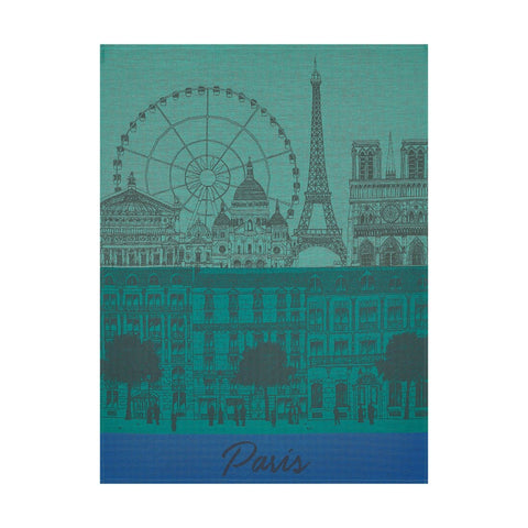 Le Jacquard Français, Paris Panorama Garden Tea Towel, 24x31, 100% Cotton