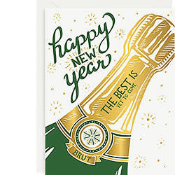 Happy New Year Champagne Bottle 10 cards + envelopes