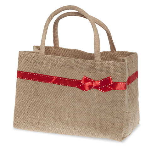 Natural Jute Bag with Red Bow