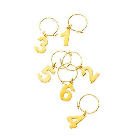 Gold Plated Number Wine Charms