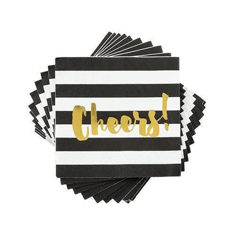 Black Stripe Foiled Cheers Napkin by Cakewalk