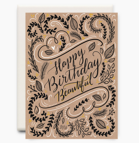 Brown Paper Birthday Floral, Greeting Card